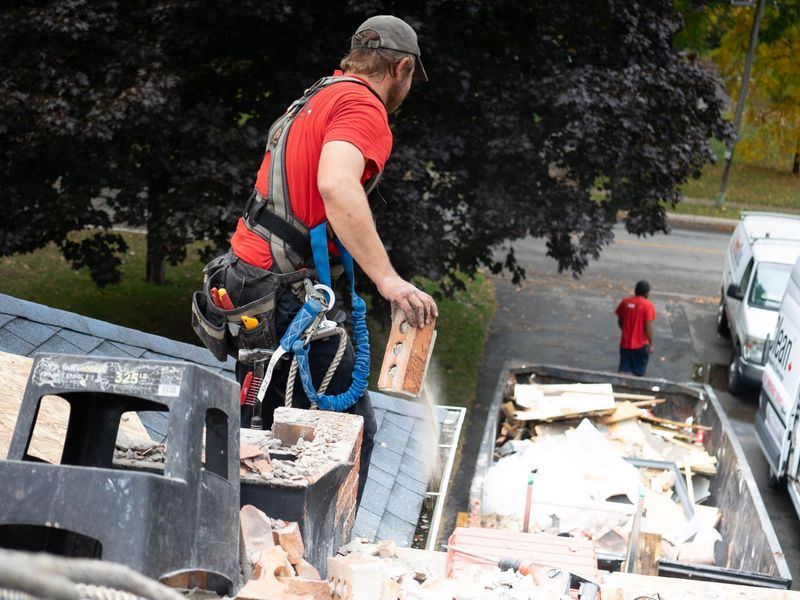 Dumpster rental job in the College Hill neighborhood of Iowa City